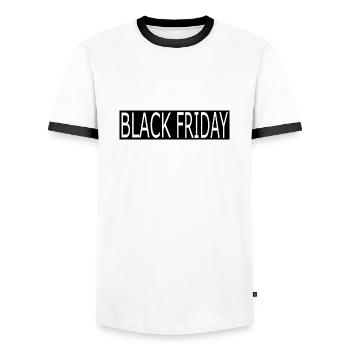 Black Friday - Men's Ringer Shirt - white/black - Front - AI Model Female 172 light (172cm) & AI Model Male 178 dark (178cm)