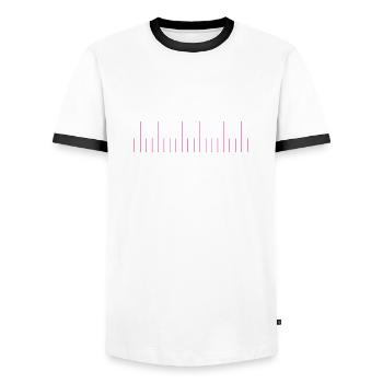 Piano à queue piano clavier musique - T-shirt contrasté Homme - blanc/noir - Devant - AI Model Female 172 light (172cm) & AI Model Male 178 dark (178cm)