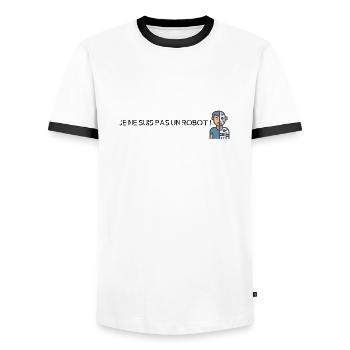 je ne suis pas un robot - T-shirt contrasté Homme - blanc/noir - Devant - AI Model Female 172 light (172cm) & AI Model Male 178 dark (178cm)