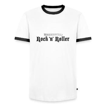 Bass Fretboard Petit Noir - T-shirt contrasté Homme - blanc/noir - Devant - AI Model Female 172 light (172cm) & AI Model Male 178 dark (178cm)