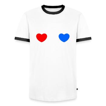 France heart - Men's Ringer Shirt - white/black - Front - AI Model Female 172 light (172cm) & AI Model Male 178 dark (178cm)