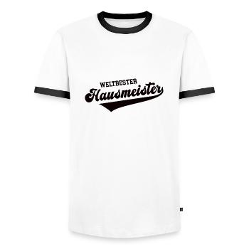 Weltbester Hausmeister Bester Facility Manager - Männer Kontrast-T-Shirt - Weiß/Schwarz - Vorne - AI Model Female 172 light (172cm) & AI Model Male 178 dark (178cm)