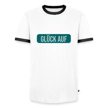 Glück auf Bergbau Erz - Männer Kontrast-T-Shirt - Weiß/Schwarz - Vorne - AI Model Female 172 light (172cm) & AI Model Male 178 dark (178cm)