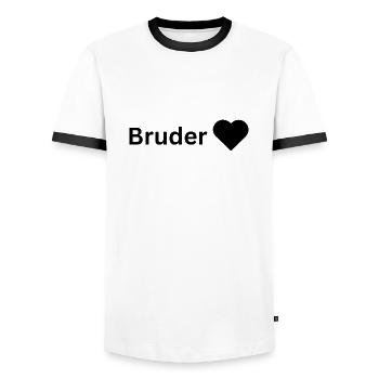 Bruder herz - Männer Kontrast-T-Shirt - Weiß/Schwarz - Vorne - AI Model Female 172 light (172cm) & AI Model Male 178 dark (178cm)