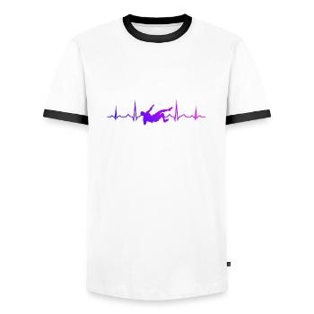 Rocher, Grimpeur femmes, Escalade, Escalade - T-shirt contrasté Homme - blanc/noir - Devant - AI Model Female 172 light (172cm) & AI Model Male 178 dark (178cm)