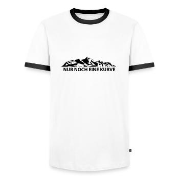 Nur Noch Eine Kurve - (5) - Männer Kontrast-T-Shirt - Weiß/Schwarz - Vorne - AI Model Female 172 light (172cm) & AI Model Male 178 dark (178cm)