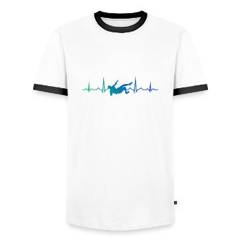 Boulder Kletterer Bouldern Klettern Herren - Männer Kontrast-T-Shirt - Weiß/Schwarz - Vorne - AI Model Female 172 light (172cm) & AI Model Male 178 dark (178cm)