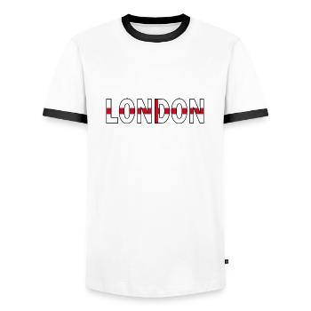 Londres aux couleurs nationales - T-shirt contrasté Homme - blanc/noir - Devant - AI Model Female 172 light (172cm) & AI Model Male 178 dark (178cm)