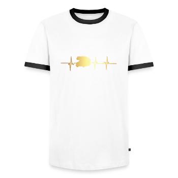 Heartbeat Wohnmobil - Männer Kontrast-T-Shirt - Weiß/Schwarz - Vorne - AI Model Female 172 light (172cm) & AI Model Male 178 dark (178cm)