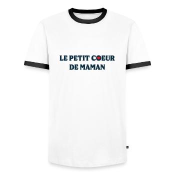 Le Petit Cœur De Maman - T-shirt contrasté Homme - blanc/noir - Devant - AI Model Female 172 light (172cm) & AI Model Male 178 dark (178cm)