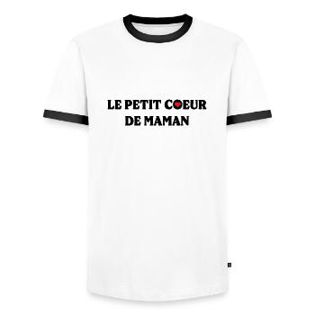 Le Petit Cœur De Maman - T-shirt contrasté Homme - blanc/noir - Devant - AI Model Female 172 light (172cm) & AI Model Male 178 dark (178cm)