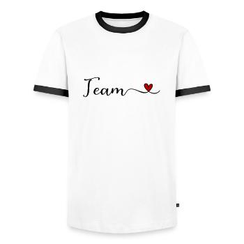Team - Men's Ringer Shirt - white/black - Front - AI Model Female 172 light (172cm) & AI Model Male 178 dark (178cm)