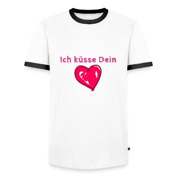 Herz, küsse, ich küsse dein Herz, valentinstag - Männer Kontrast-T-Shirt - Weiß/Schwarz - Vorne - AI Model Female 172 light (172cm) & AI Model Male 178 dark (178cm)