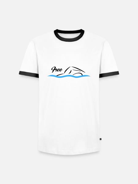 Natation libre - T-shirt contrasté Homme - blanc/noir