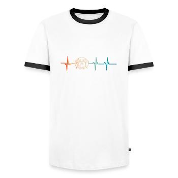 Shih Tzu heartbeat - Men's Ringer Shirt - white/black - Front - AI Model Female 172 light (172cm) & AI Model Male 178 dark (178cm)