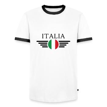 Italian Flair T-Shirt - Men's Ringer Shirt - white/black - Front - AI Model Female 172 light (172cm) & AI Model Male 178 dark (178cm)