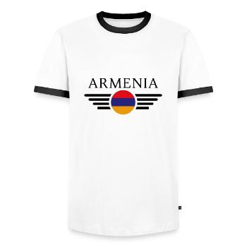 T-shirt de l’héritage arménien - T-shirt contrasté Homme - blanc/noir - Devant - AI Model Female 172 light (172cm) & AI Model Male 178 dark (178cm)