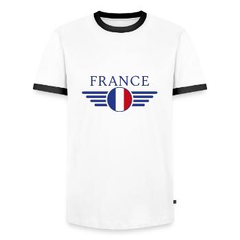 France Style Design T-Shirt - T-shirt contrasté Homme - blanc/noir - Devant - AI Model Female 172 light (172cm) & AI Model Male 178 dark (178cm)