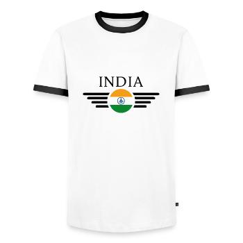 Indien Stil Design T-Shirt - Männer Kontrast-T-Shirt - Weiß/Schwarz - Vorne - AI Model Female 172 light (172cm) & AI Model Male 178 dark (178cm)