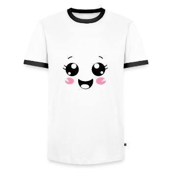 Visage heureux - T-shirt contrasté Homme - blanc/noir - Devant - AI Model Female 172 light (172cm) & AI Model Male 178 dark (178cm)