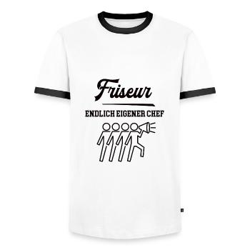 Friseur Chef Selbstständigkeit Salon Gründen - Männer Kontrast-T-Shirt - Weiß/Schwarz - Vorne - AI Model Female 172 light (172cm) & AI Model Male 178 dark (178cm)