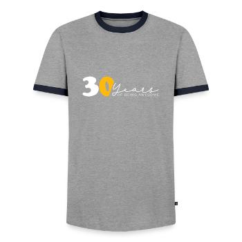 Jahrgang 1994 Lustig 30 Jahre Bday Männer Frauen - Männer Kontrast-T-Shirt - Grau/Navy  - Vorne - AI Model Female 172 light (172cm) & AI Model Male 178 light (178cm)