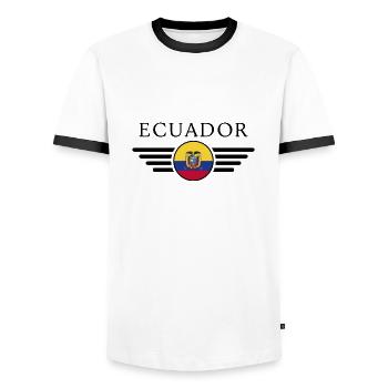 I Love Ecuador Design T-Shirt - Men's Ringer Shirt - white/black - Front - AI Model Female 172 light (172cm) & AI Model Male 178 dark (178cm)
