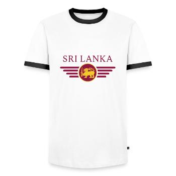 J’aime le Sri Lanka, T-shirt design de style élégance - T-shirt contrasté Homme - blanc/noir - Devant - AI Model Female 172 light (172cm) & AI Model Male 178 dark (178cm)