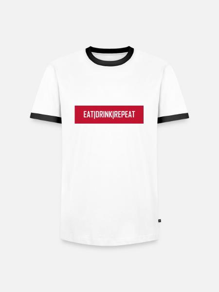 Eat Drink Repeat - Männer Kontrast-T-Shirt - Weiß/Schwarz