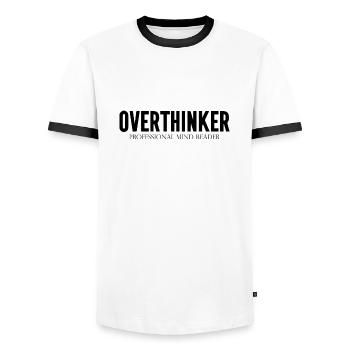DZ00015 Overthinker Professioneller Gedankenleser - Männer Kontrast-T-Shirt - Weiß/Schwarz - Vorne - AI Model Female 172 light (172cm) & AI Model Male 178 dark (178cm)