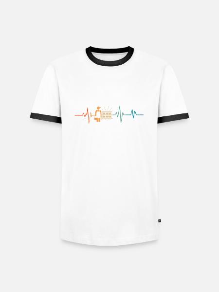 Heartbeat Retro Breeder - Men's Ringer Shirt - white/black