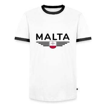 Malta T-Shirt – For Island Fans - Men's Ringer Shirt - white/black - Front - AI Model Female 172 light (172cm) & AI Model Male 178 dark (178cm)
