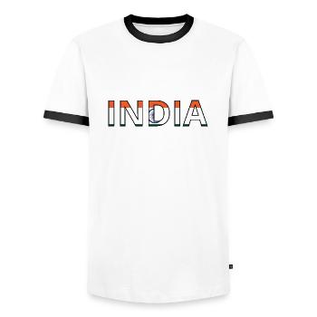 India Flag - Men's Ringer Shirt - white/black - Front - AI Model Female 172 light (172cm) & AI Model Male 178 dark (178cm)