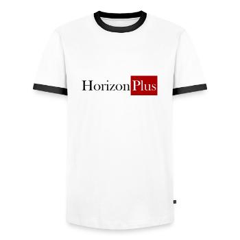 Horizon Plus - Men's Ringer Shirt - white/black - Front - AI Model Female 172 light (172cm) & AI Model Male 178 dark (178cm)