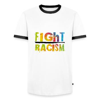 Fight Racism - Men's Ringer Shirt - white/black - Front - AI Model Female 172 light (172cm) & AI Model Male 178 dark (178cm)