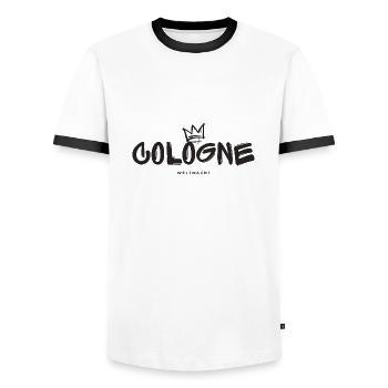 Cologne Köln Weltmacht - Männer Kontrast-T-Shirt - Weiß/Schwarz - Vorne - AI Model Female 172 light (172cm) & AI Model Male 178 dark (178cm)
