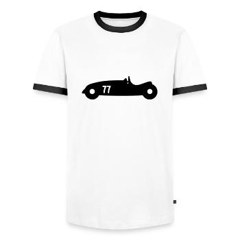 Ancienne voiture - T-shirt contrasté Homme - blanc/noir - Devant - AI Model Female 172 light (172cm) & AI Model Male 178 dark (178cm)