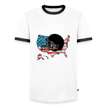 American Football print - Männer Kontrast-T-Shirt - Weiß/Schwarz - Vorne - AI Model Female 172 light (172cm) & AI Model Male 178 dark (178cm)