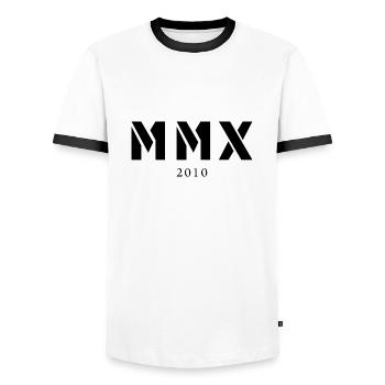 Römische Zahl Geburtsjahr Made in 2010 - Männer Kontrast-T-Shirt - Weiß/Schwarz - Vorne - AI Model Female 172 light (172cm) & AI Model Male 178 dark (178cm)
