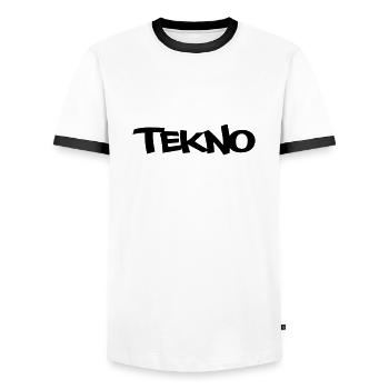 Shorts TEKNO (verschiedene Farben) - Männer Kontrast-T-Shirt - Weiß/Schwarz - Vorne - AI Model Female 172 light (172cm) & AI Model Male 178 dark (178cm)