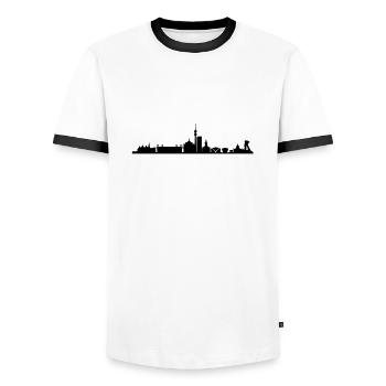 Skyline Dortmund Schwarz - Männer Kontrast-T-Shirt - Weiß/Schwarz - Vorne - AI Model Female 172 light (172cm) & AI Model Male 178 dark (178cm)