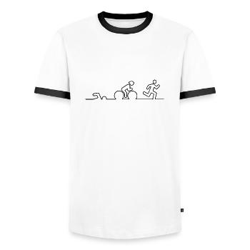 Triathlon - Men's Ringer Shirt - white/black - Front - AI Model Female 172 light (172cm) & AI Model Male 178 dark (178cm)