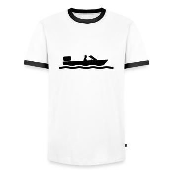 Motorboat Kaptiän - Men's Ringer Shirt - white/black - Front - AI Model Female 172 light (172cm) & AI Model Male 178 dark (178cm)