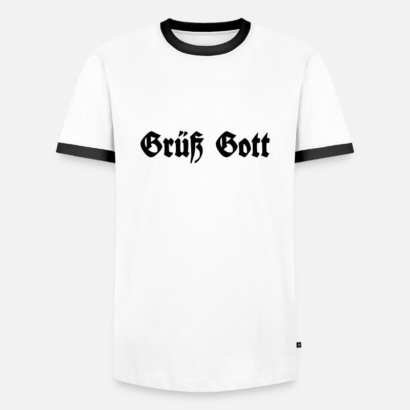 Grüß Gott - Männer Kontrast-T-Shirt - Weiß/Schwarz