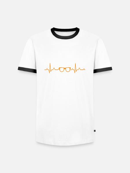 Herzschlag Optiker Geschenkidee - Männer Kontrast-T-Shirt - Weiß/Schwarz