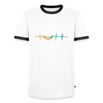 Bat heartbeat - Men's Ringer Shirt - white/black - Front - AI Model Female 172 light (172cm) & AI Model Male 178 dark (178cm)