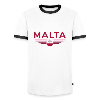Malta T-Shirt – For Island Fans - Men's Ringer Shirt - white/black - Front - AI Model Female 172 light (172cm) & AI Model Male 178 dark (178cm)