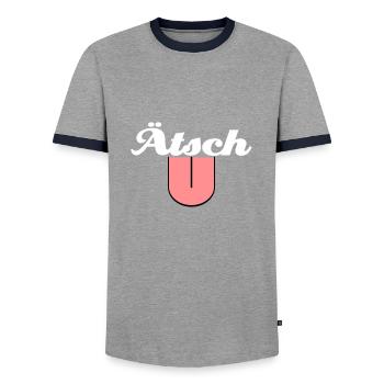 A tsch - Männer Kontrast-T-Shirt - Grau/Navy  - Vorne - AI Model Female 172 light (172cm) & AI Model Male 178 light (178cm)