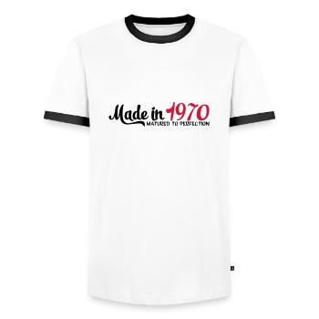 Made in 1970 - Männer Kontrast-T-Shirt - Weiß/Schwarz - Vorne - AI Model Female 172 light (172cm) & AI Model Male 178 dark (178cm)