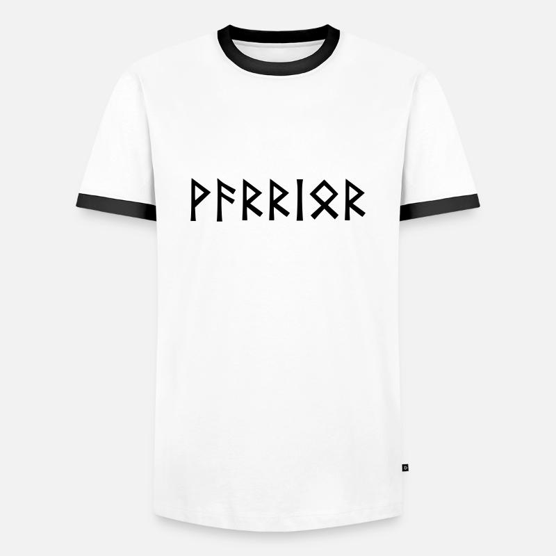 Warrior - in rune script - Men's Ringer Shirt - white/black